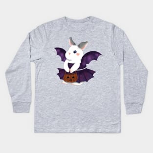 White Rabbit as Galaxy Bat Custome _ Bunniesmee Halloween Edition Kids Long Sleeve T-Shirt